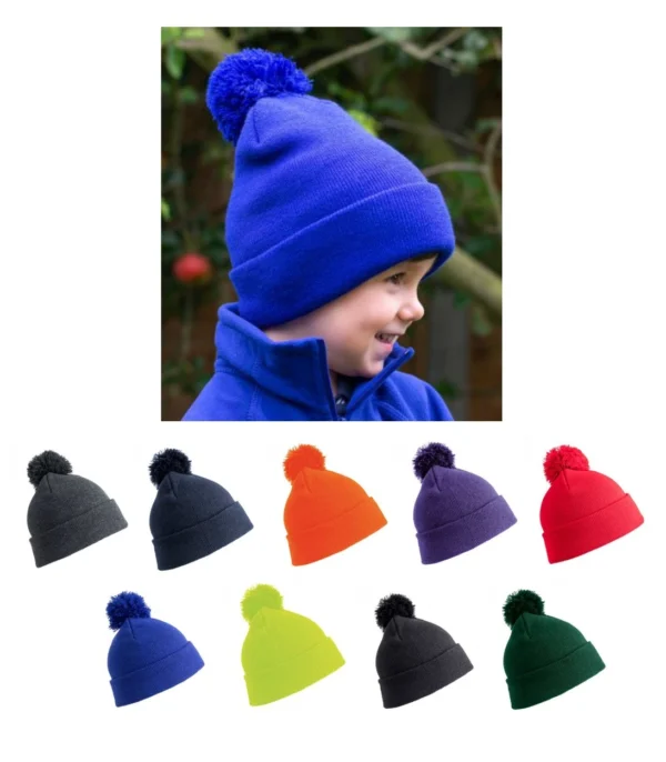 RC028b Result Winter Essentials Kids Pom Pom Beanie